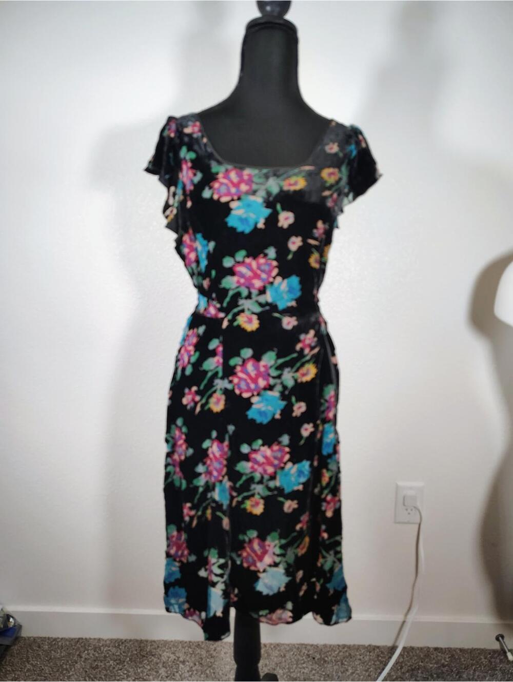4 Love Liberty Johnny Was Black Floral Silk Blend Mini Dress - Picture 2 of 9